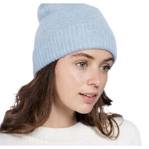 Charter Club 100% Cashmere Cuffed Beanie Crystal Blue One Size Winter NWT
